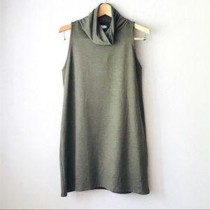 Leith Sleeveless A-Line Turtleneck Green Dress L